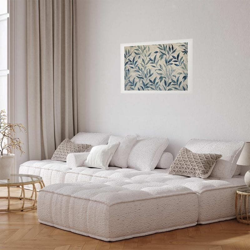 Poster - Delicate Botanical Motif with Blue Leaves in Poster e stampe Collezione Casa - Trebisacce, commercioVirtuoso.it