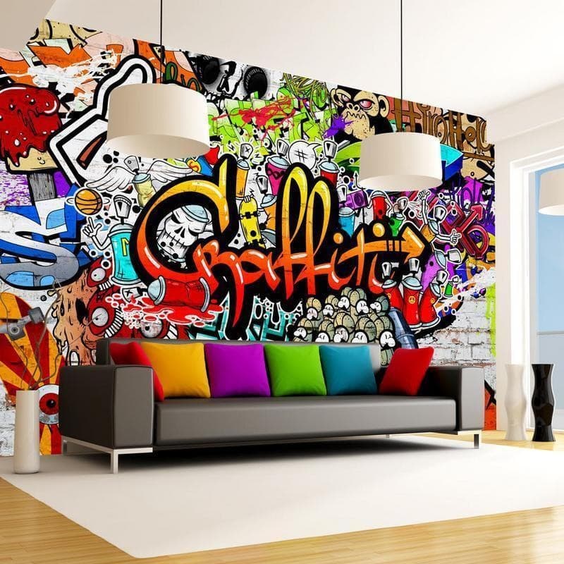 Fotomurale Colorful Graffiti in Carta da parati Collezione Casa - Trebisacce, commercioVirtuoso.it