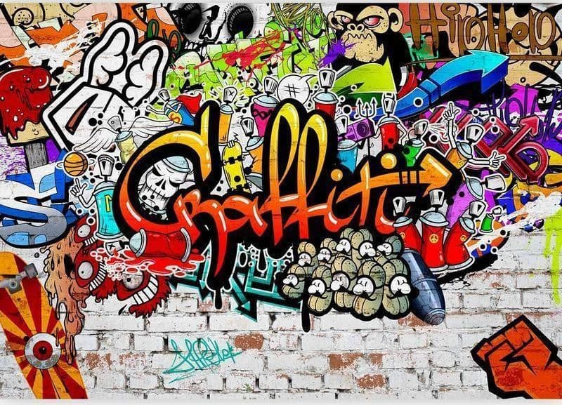 Fotomurale Colorful Graffiti in Carta da parati Collezione Casa - Trebisacce, commercioVirtuoso.it