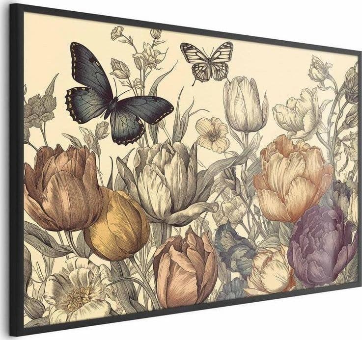 Poster - Colorful Tulips on a Cream Background in Poster e stampe Collezione Casa - Trebisacce, commercioVirtuoso.it