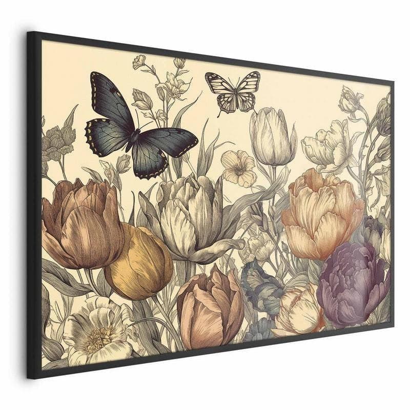 Poster - Colorful Tulips on a Cream Background in Poster e stampe Collezione Casa - Trebisacce, commercioVirtuoso.it