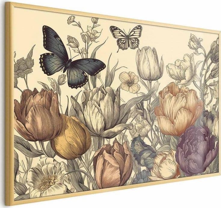 Poster - Colorful Tulips on a Cream Background in Poster e stampe Collezione Casa - Trebisacce, commercioVirtuoso.it