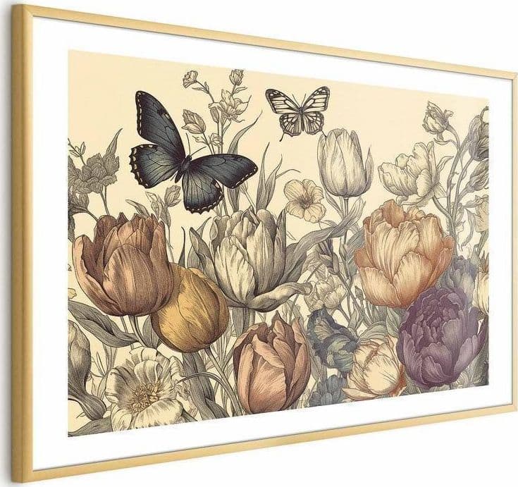Poster - Colorful Tulips on a Cream Background in Poster e stampe Collezione Casa - Trebisacce, commercioVirtuoso.it