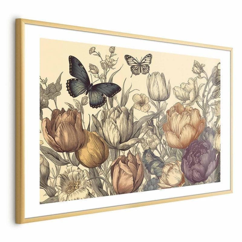 Poster - Colorful Tulips on a Cream Background in Poster e stampe Collezione Casa - Trebisacce, commercioVirtuoso.it