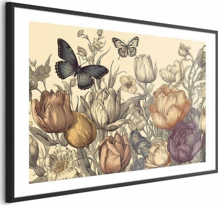 Poster - Colorful Tulips on a Cream Background in Poster e stampe Collezione Casa - Trebisacce, commercioVirtuoso.it