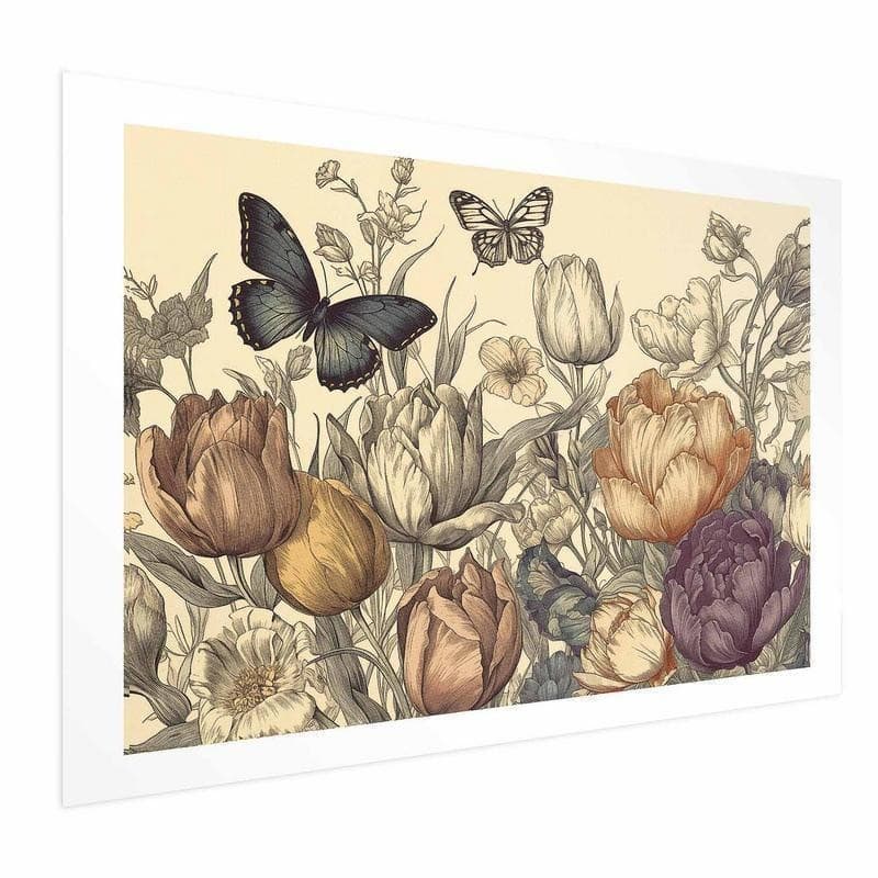Poster - Colorful Tulips on a Cream Background in Poster e stampe Collezione Casa - Trebisacce, commercioVirtuoso.it