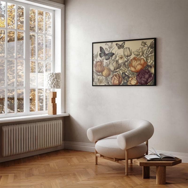 Poster - Colorful Tulips on a Cream Background in Poster e stampe Collezione Casa - Trebisacce, commercioVirtuoso.it