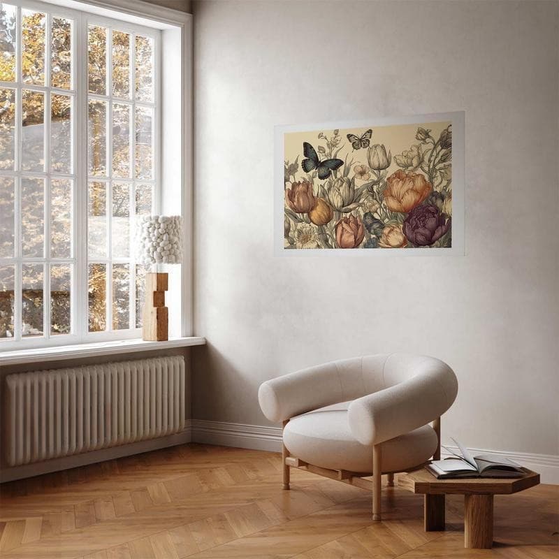 Poster - Colorful Tulips on a Cream Background in Poster e stampe Collezione Casa - Trebisacce, commercioVirtuoso.it