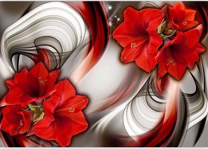 Fotomurale Amaryllis Ballad of the Red in Carta da parati Collezione Casa - Trebisacce, commercioVirtuoso.it