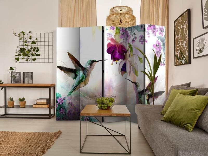 Paravento Hummingbirds and Flowers II [divisori da interno] in Paraventi Collezione Casa - Trebisacce, commercioVirtuoso.it