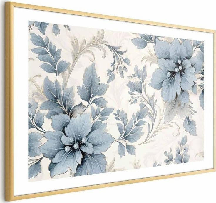 Poster - Turquoise Ornamental Retro Flowers in Poster e stampe Collezione Casa - Trebisacce, commercioVirtuoso.it