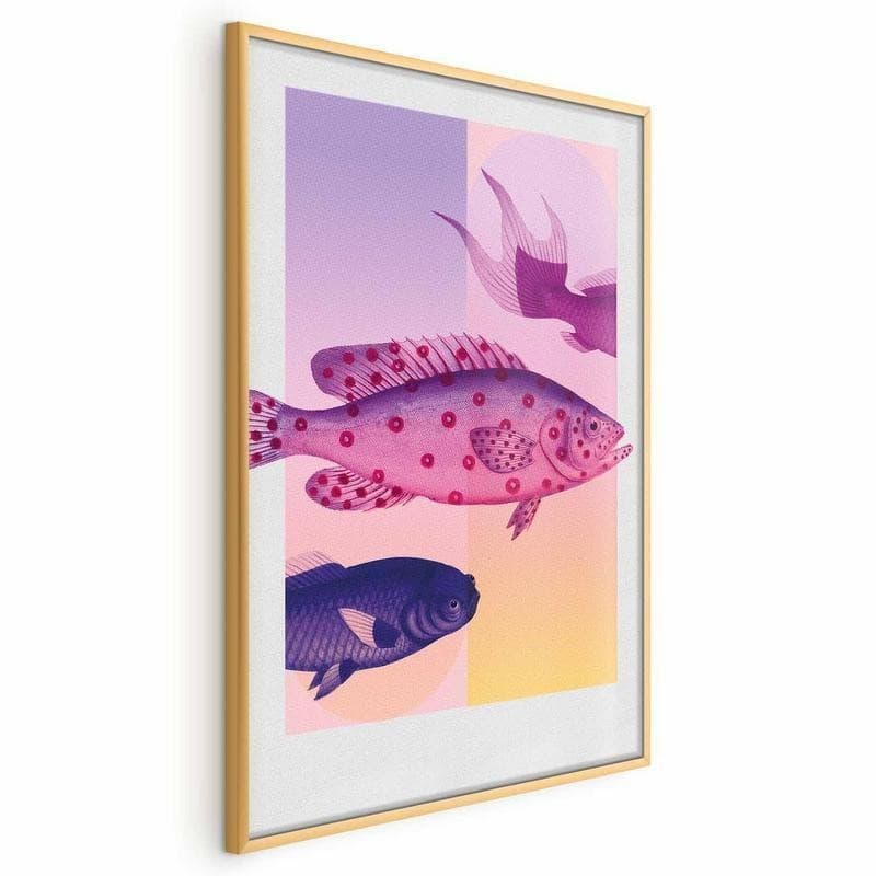 Poster - Fantastic Fish - artistic illustration of fish on a colorful background in Poster e stampe Collezione Casa - Trebisacce, commercioVirtuoso.it