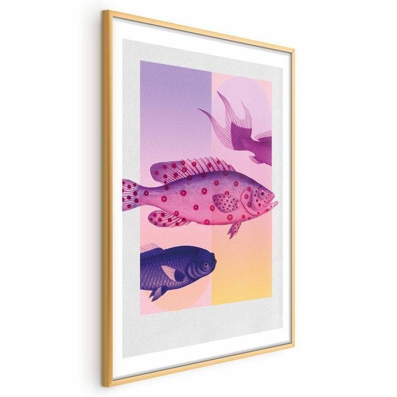 Poster - Fantastic Fish - artistic illustration of fish on a colorful background in Poster e stampe Collezione Casa - Trebisacce, commercioVirtuoso.it