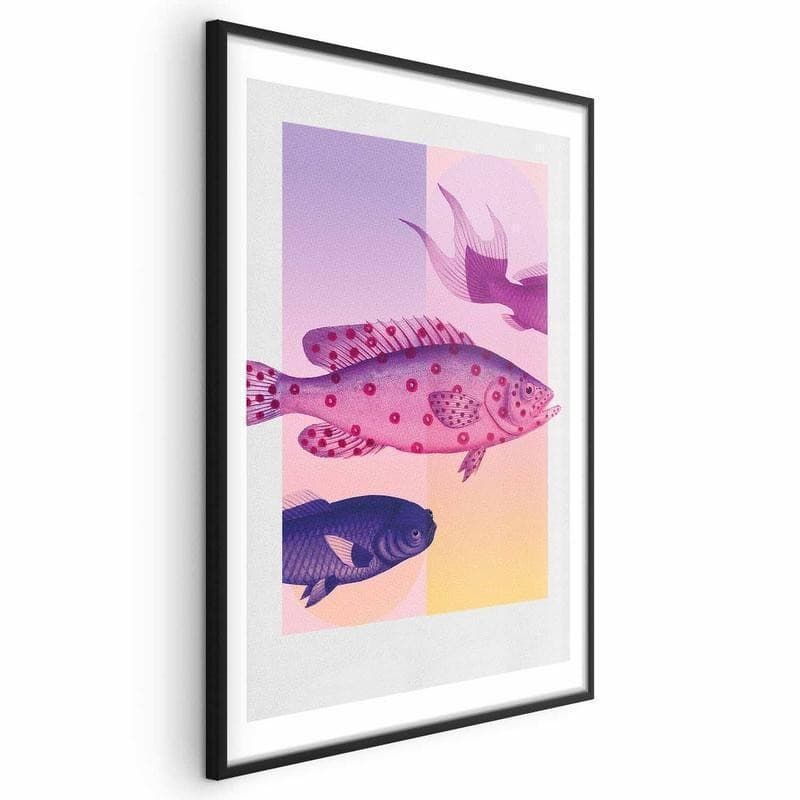 Poster - Fantastic Fish - artistic illustration of fish on a colorful background in Poster e stampe Collezione Casa - Trebisacce, commercioVirtuoso.it