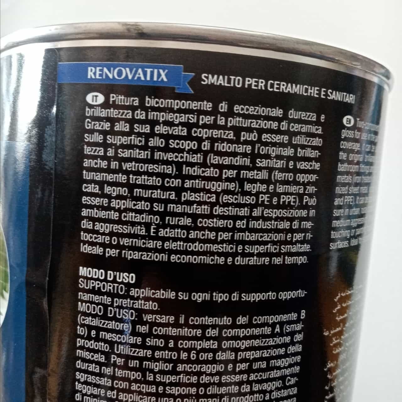 Tixe Renovatix 750ml smalto bicomponente bianco cemamizzante per ceramiche e sanitari in Pittura per cucine e bagni Aloiserw.com - Altomonte, commercioVirtuoso.it