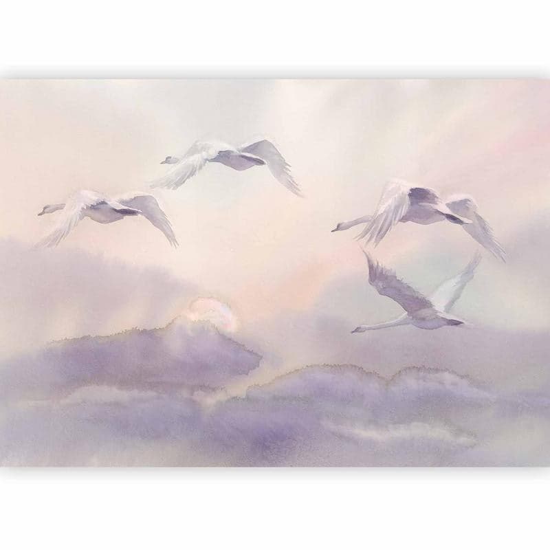 Fotomurale cigni in volo nel cielo viola in Carta da parati Collezione Casa - Trebisacce, commercioVirtuoso.it