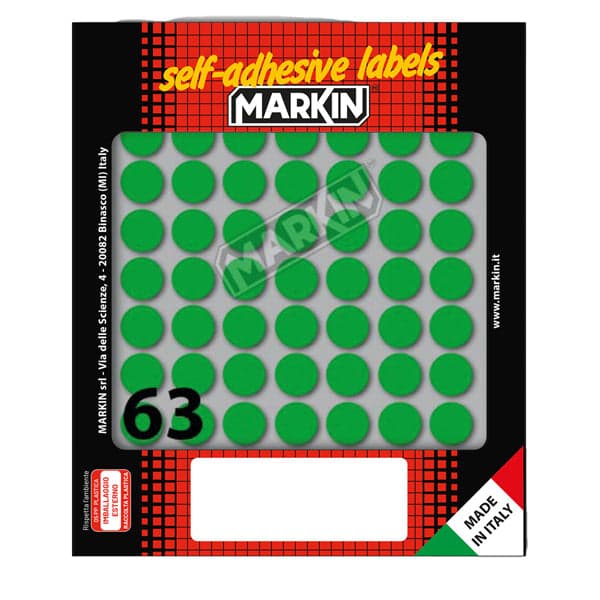 Etichetta Adesiva Verde Tonda D14Mm (10Fogli X 63Etichette Markin