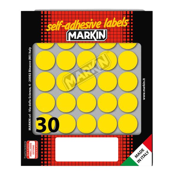 Etichetta adesiva giallo tonda D22mm (10fogli x 30etichette Markin