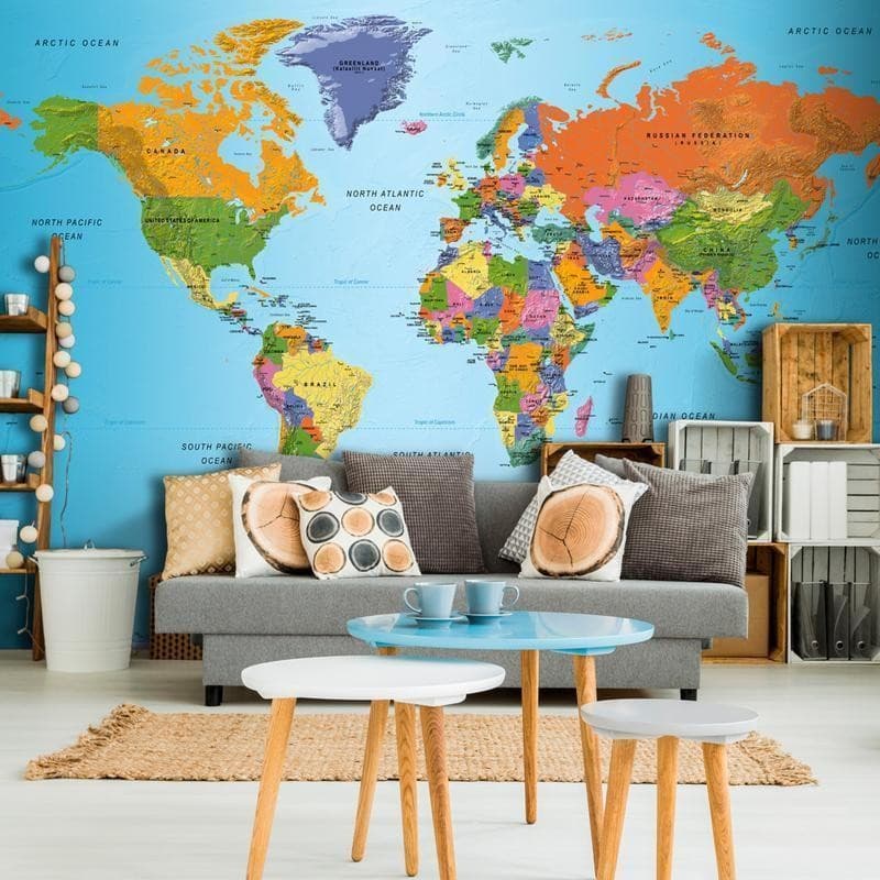 Fotomurale adesivo Mappamondo colorato in Carta da parati Collezione Casa - Trebisacce, commercioVirtuoso.it