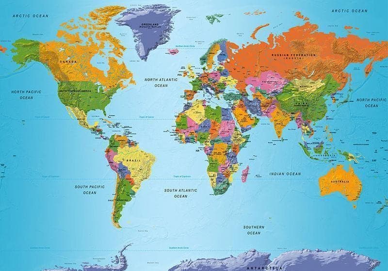 Fotomurale adesivo Mappamondo colorato in Carta da parati Collezione Casa - Trebisacce, commercioVirtuoso.it