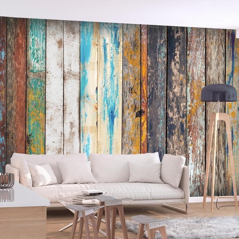 Fotomurale adesivo Wooden Rainbow in Carta da parati Collezione Casa - Trebisacce, commercioVirtuoso.it