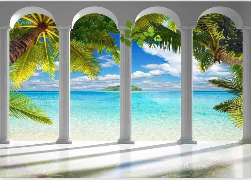 Fotomurale Sea behind Columns in Carta da parati Collezione Casa - Trebisacce, commercioVirtuoso.it