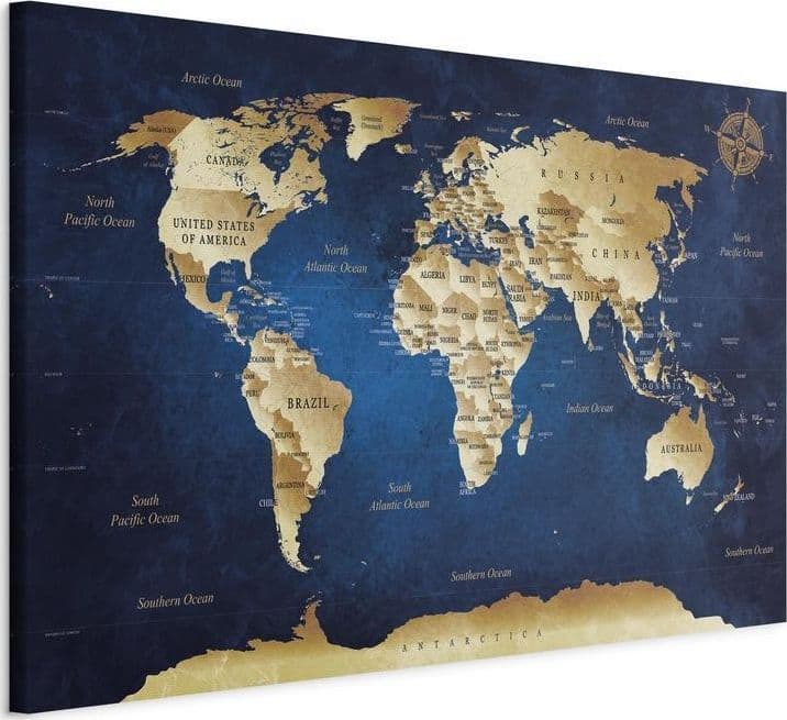 Quadro World Map The Dark Blue Depths in Mappe Collezione Casa - Trebisacce, commercioVirtuoso.it