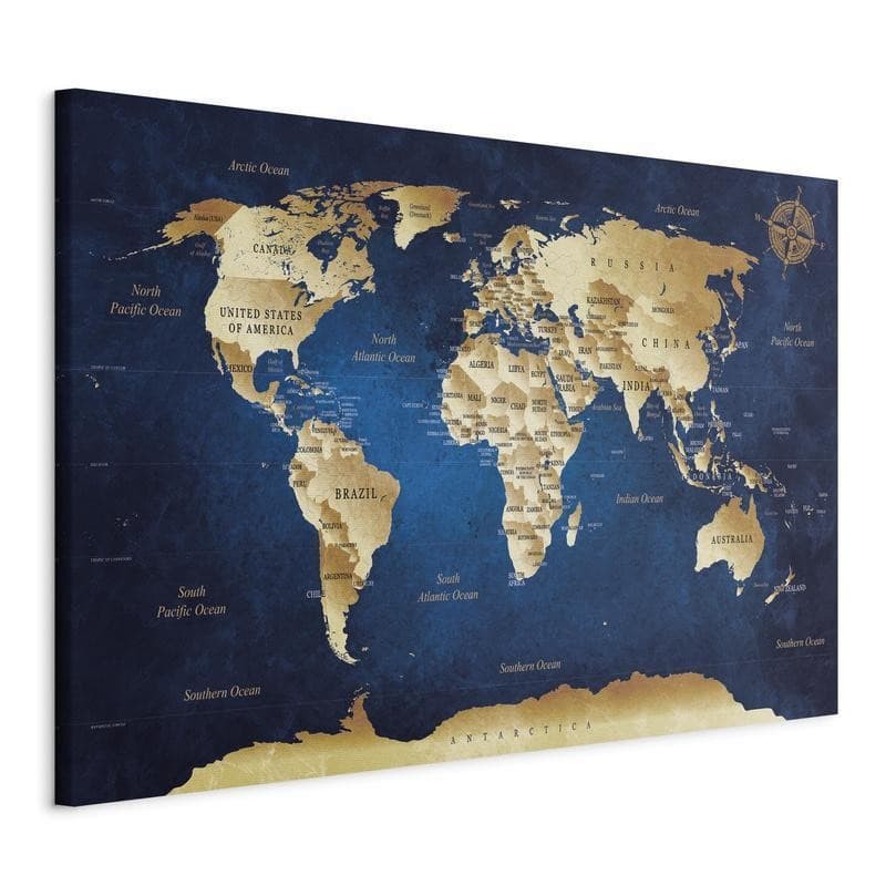 Quadro World Map The Dark Blue Depths in Mappe Collezione Casa - Trebisacce, commercioVirtuoso.it