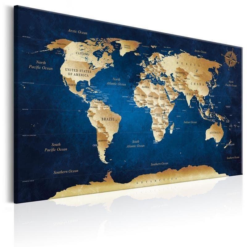 Quadro World Map The Dark Blue Depths in Mappe Collezione Casa - Trebisacce, commercioVirtuoso.it