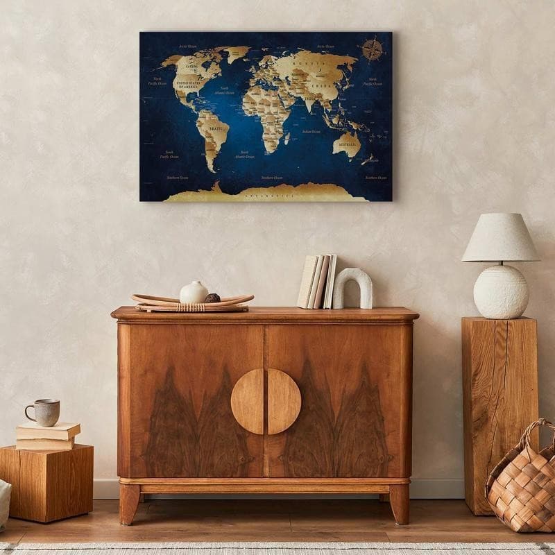 Quadro World Map The Dark Blue Depths in Mappe Collezione Casa - Trebisacce, commercioVirtuoso.it