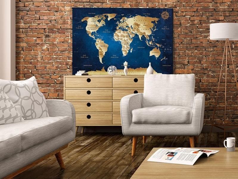 Quadro World Map The Dark Blue Depths in Mappe Collezione Casa - Trebisacce, commercioVirtuoso.it