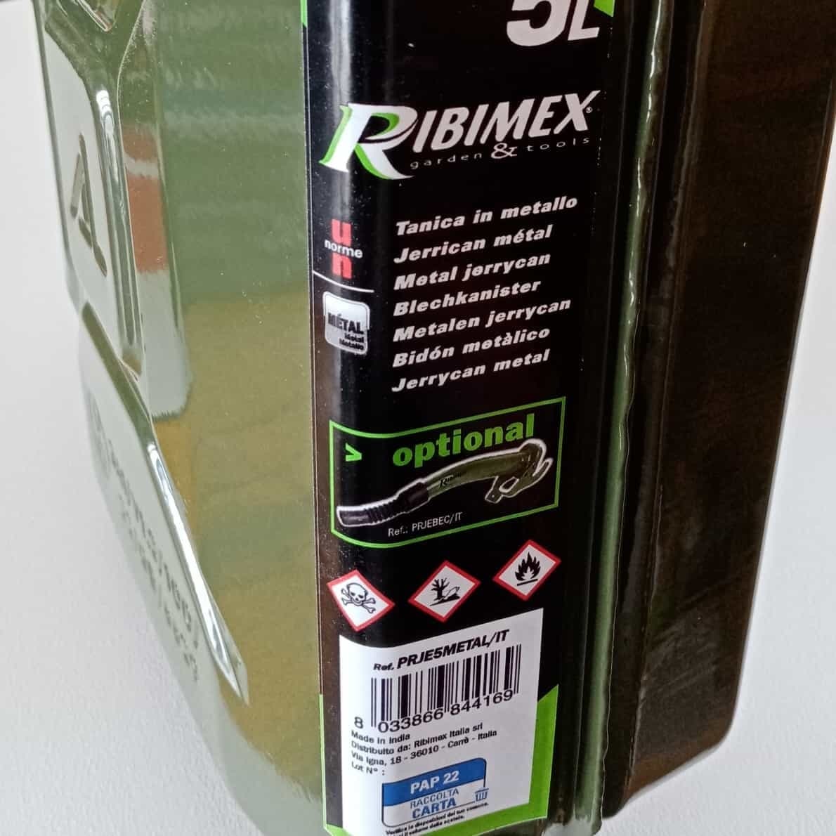 Ribimex tanica da 5lt in metallo a norma per trasporto carburante e infiammabili in Taniche carburante Aloiserw.com - Altomonte, commercioVirtuoso.it