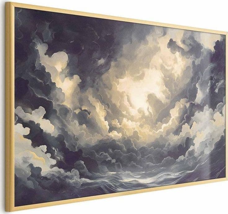 Poster - Epic Play of Light: The Sun Battling for Dominance Over the Clouds in Poster e stampe Collezione Casa - Trebisacce, commercioVirtuoso.it