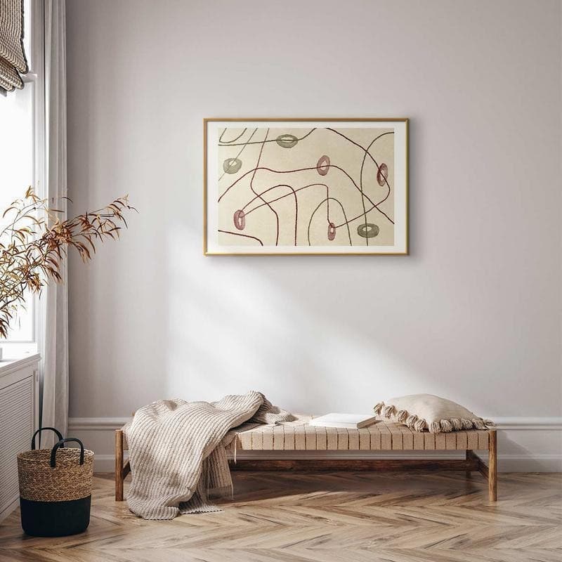 Poster - Lines and Shapes - a bead labyrinth on a pale, worn background in Poster e stampe Collezione Casa - Trebisacce, commercioVirtuoso.it