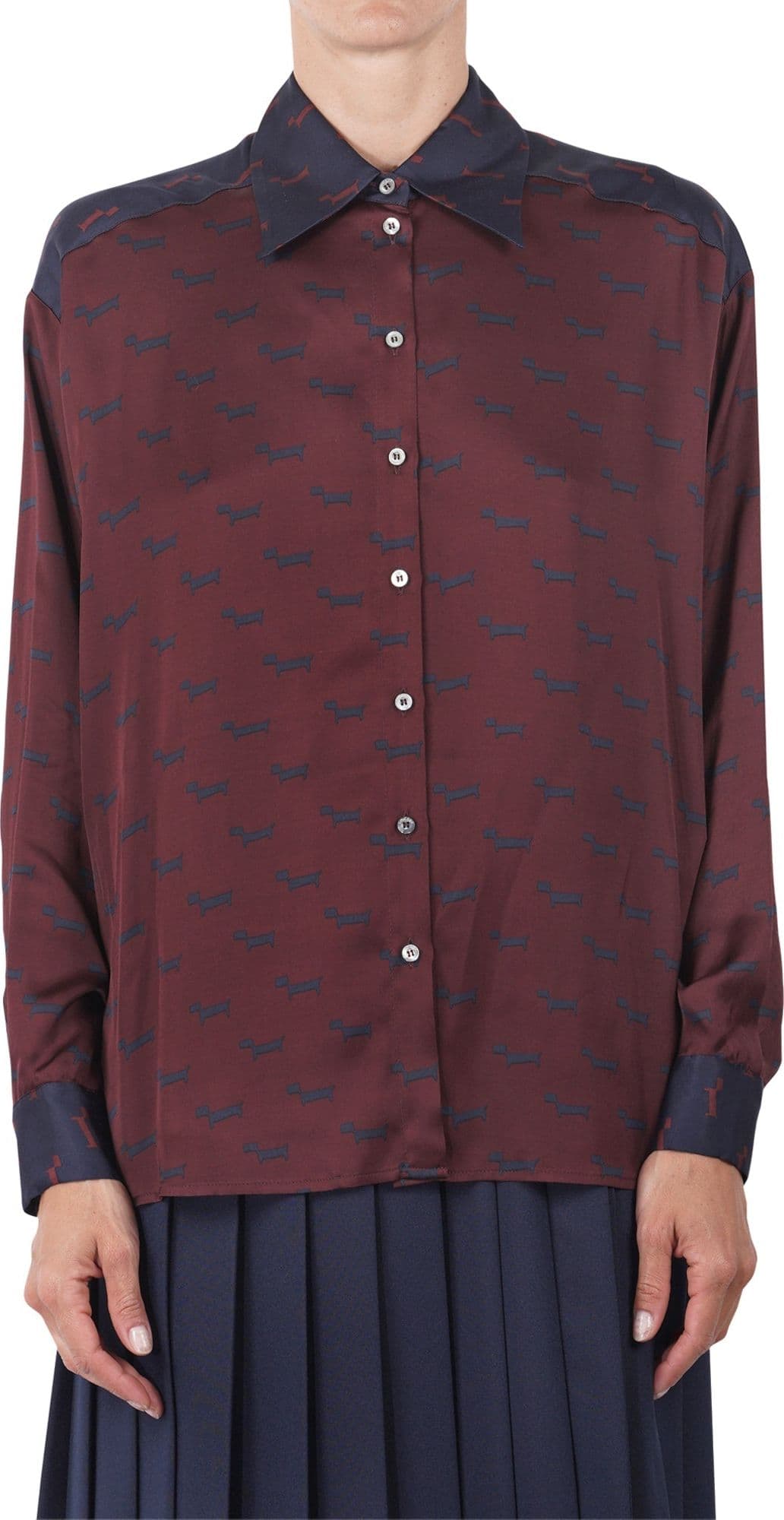 OTTOD'AME Ottod'ame - Camicia - 461357 - Bordeaux/Blu da donna in Bluse e camicie Drestige - Casamassima, commercioVirtuoso.it