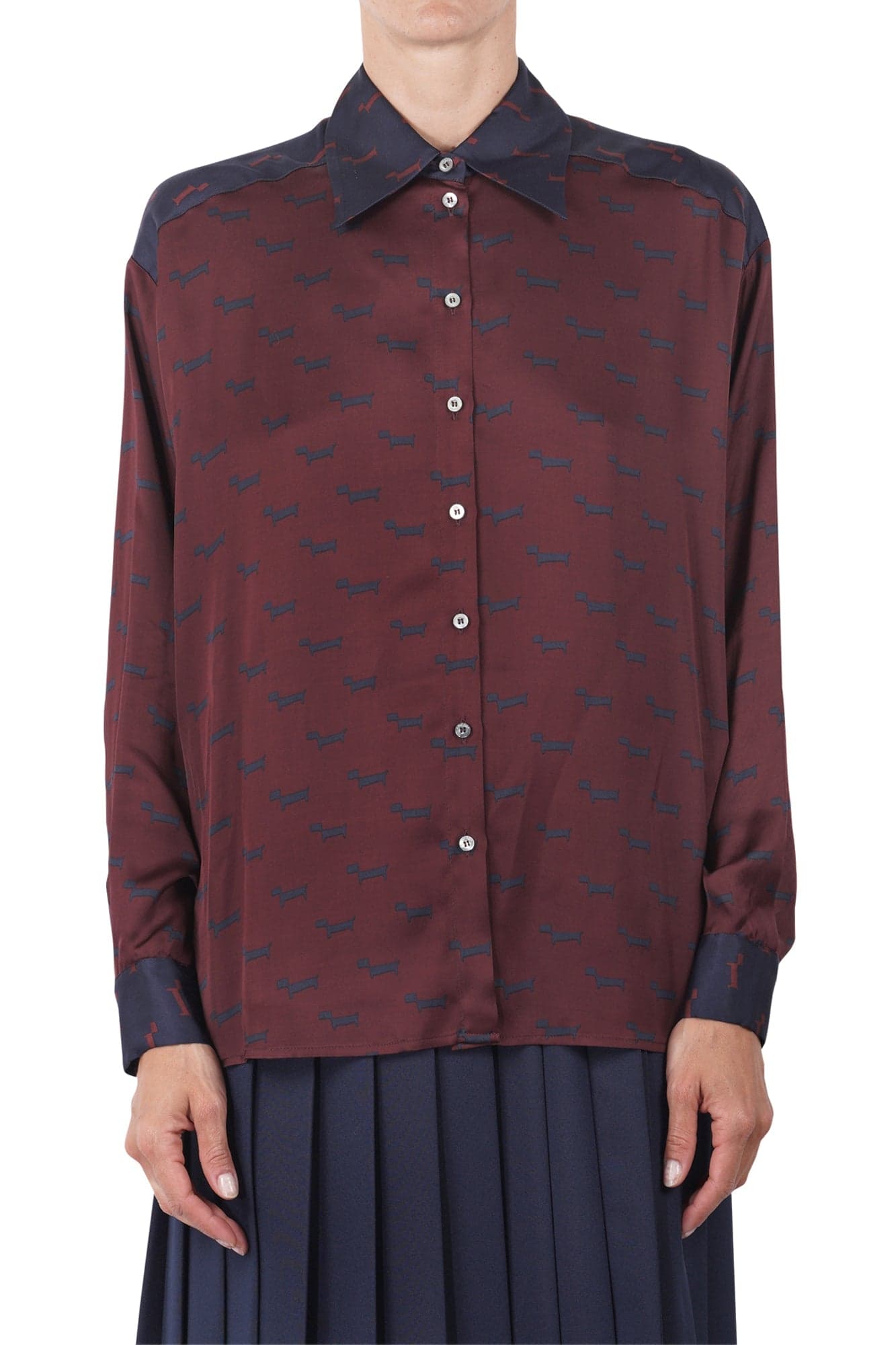 OTTOD'AME Ottod'ame - Camicia - 461357 - Bordeaux/Blu da donna in Bluse e camicie Drestige - Casamassima, commercioVirtuoso.it