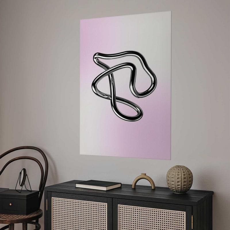 Poster - Silver Intricacies - fluid metallic figure on a gradient background in Poster e stampe Collezione Casa - Trebisacce, commercioVirtuoso.it