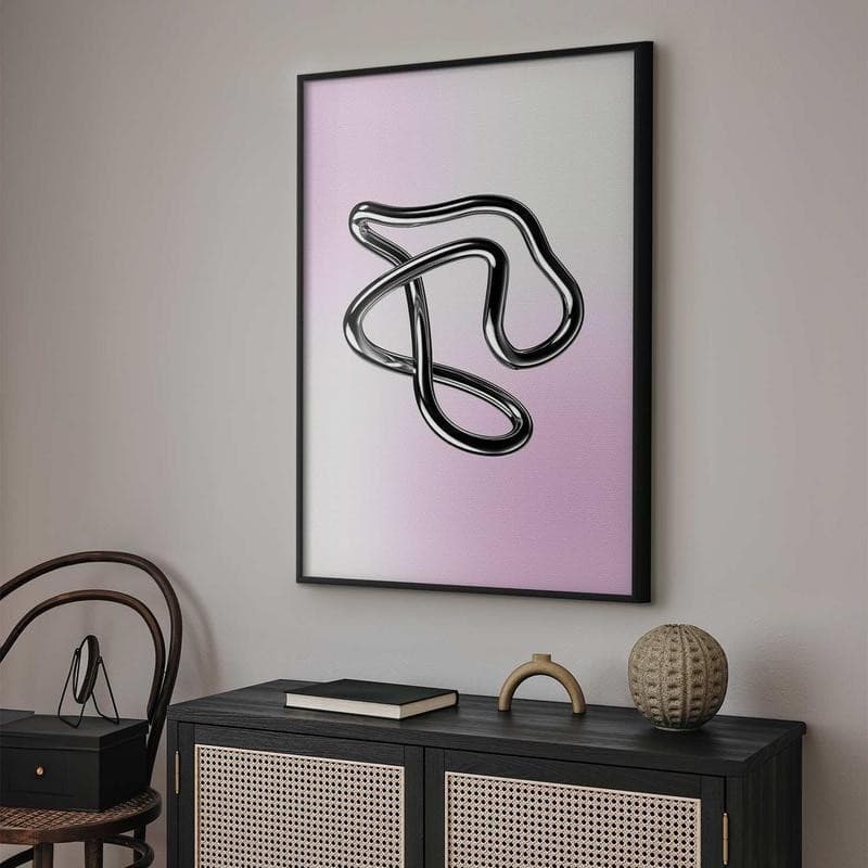 Poster - Silver Intricacies - fluid metallic figure on a gradient background in Poster e stampe Collezione Casa - Trebisacce, commercioVirtuoso.it