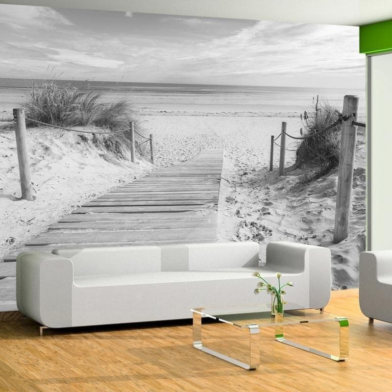 Fotomurale adesivo Sulla spiaggia paesaggio in bianco e nero in Carta da parati Collezione Casa - Trebisacce, commercioVirtuoso.it