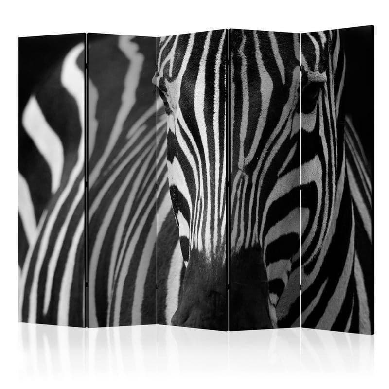 Paravento White with black stripes II [Room Dividers]