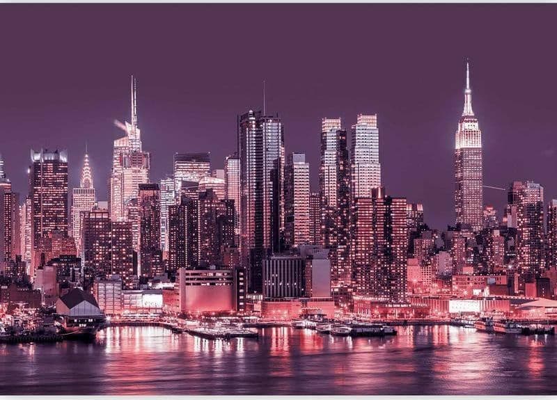 Fotomurale NYC: Purple Nights in Carta da parati Collezione Casa - Trebisacce, commercioVirtuoso.it