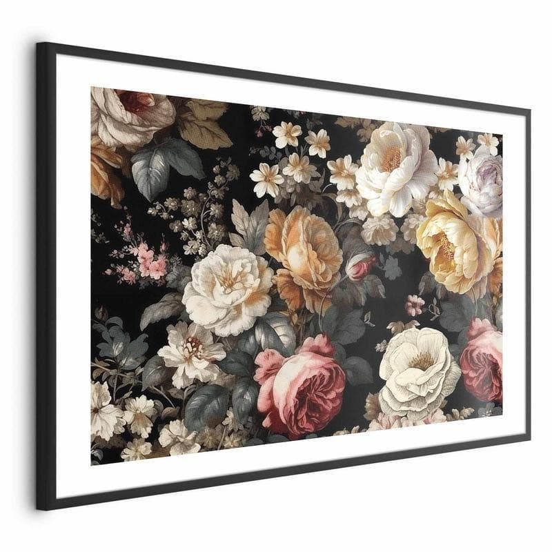 Poster - Colorful Flowers on a Black Background in Poster e stampe Collezione Casa - Trebisacce, commercioVirtuoso.it