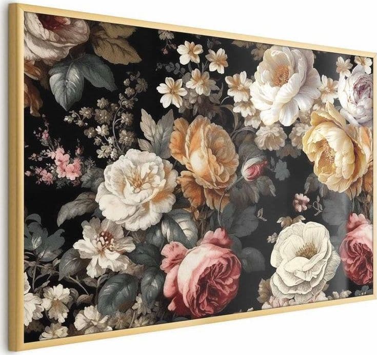 Poster - Colorful Flowers on a Black Background in Poster e stampe Collezione Casa - Trebisacce, commercioVirtuoso.it