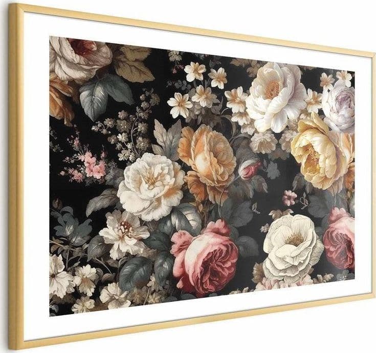 Poster - Colorful Flowers on a Black Background in Poster e stampe Collezione Casa - Trebisacce, commercioVirtuoso.it