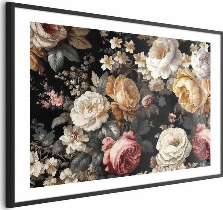 Poster - Colorful Flowers on a Black Background in Poster e stampe Collezione Casa - Trebisacce, commercioVirtuoso.it