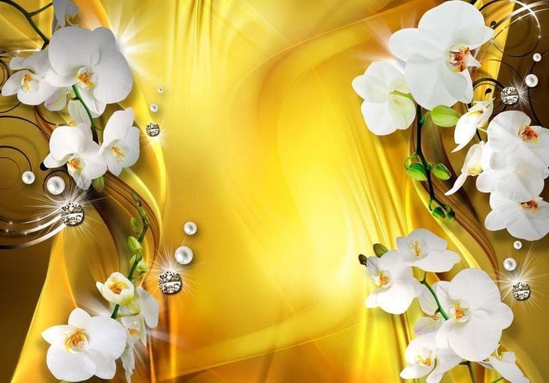 Fotomurale Orchid in Gold in Carta da parati Collezione Casa - Trebisacce, commercioVirtuoso.it