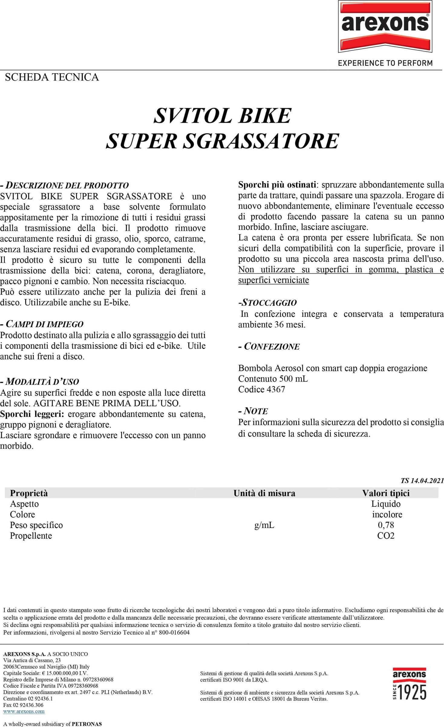 Svitol bike 500ml supersgrassatore spray specifico per bici e E-bike in Oli e lubrificanti Aloiserw.com - Altomonte, commercioVirtuoso.it