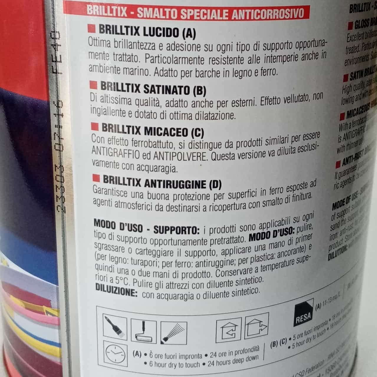 Brilltix 750ml smalto micaceo base solvente colore grigio ghisa diretto su ruggine in Vernice Aloiserw.com - Altomonte, commercioVirtuoso.it