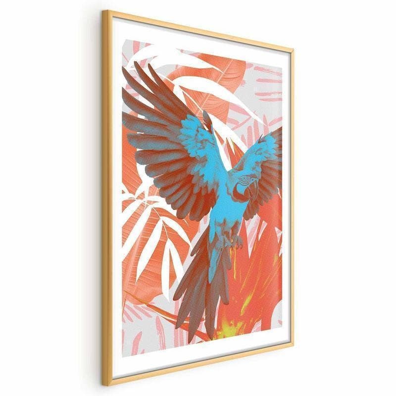 Poster - Exotic Wings - parrot among abstract leaf patterns in Poster e stampe Collezione Casa - Trebisacce, commercioVirtuoso.it