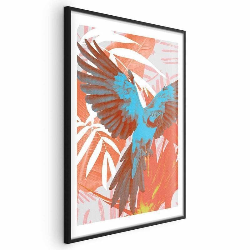 Poster - Exotic Wings - parrot among abstract leaf patterns in Poster e stampe Collezione Casa - Trebisacce, commercioVirtuoso.it